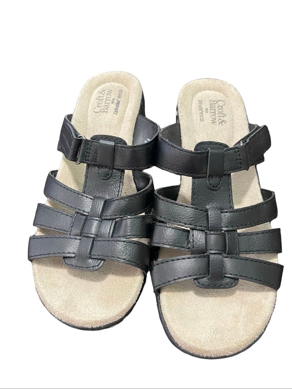 Croft & Barrow Womens Stork Black OrthoLite Eco Comfort Slide Sandals Size 6